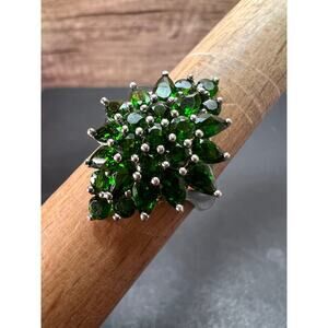 Chrome diopside sterling silver cocktail ring size 8